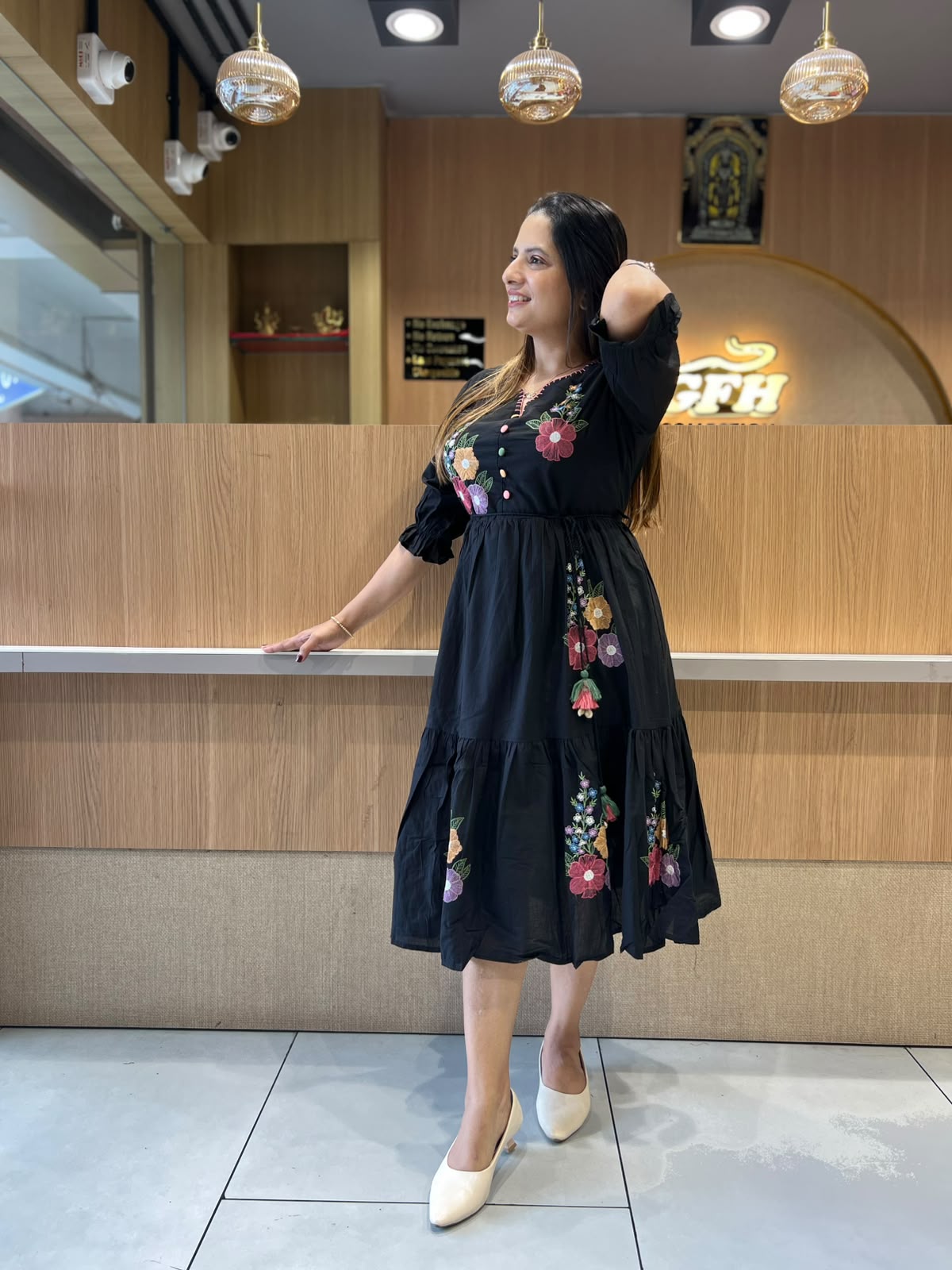 Pure Cotton Black Midi