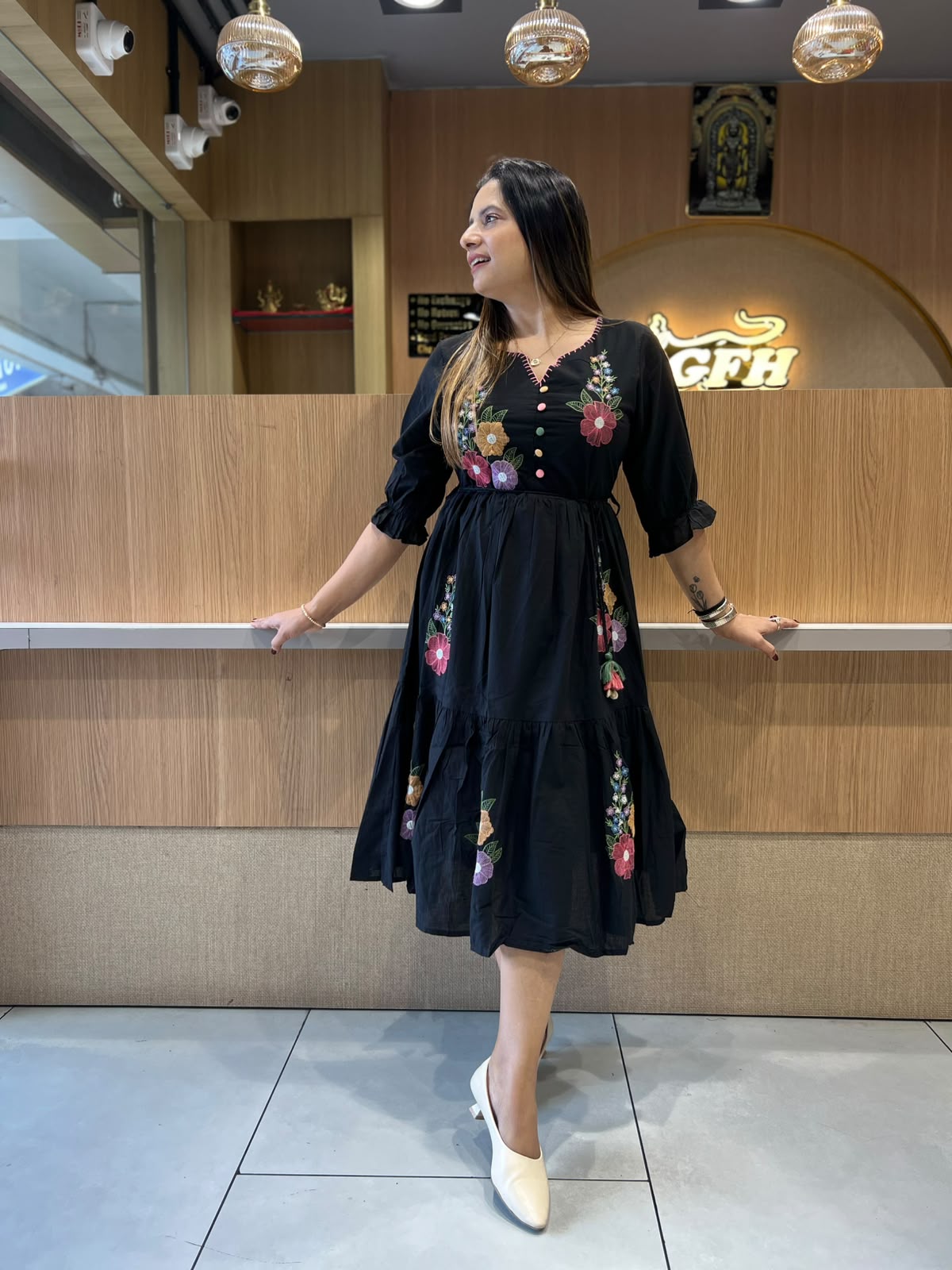 Pure Cotton Black Midi