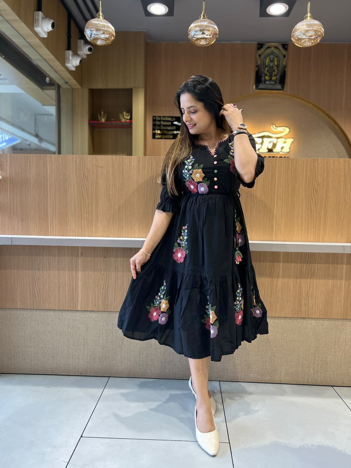 Pure Cotton Black Midi