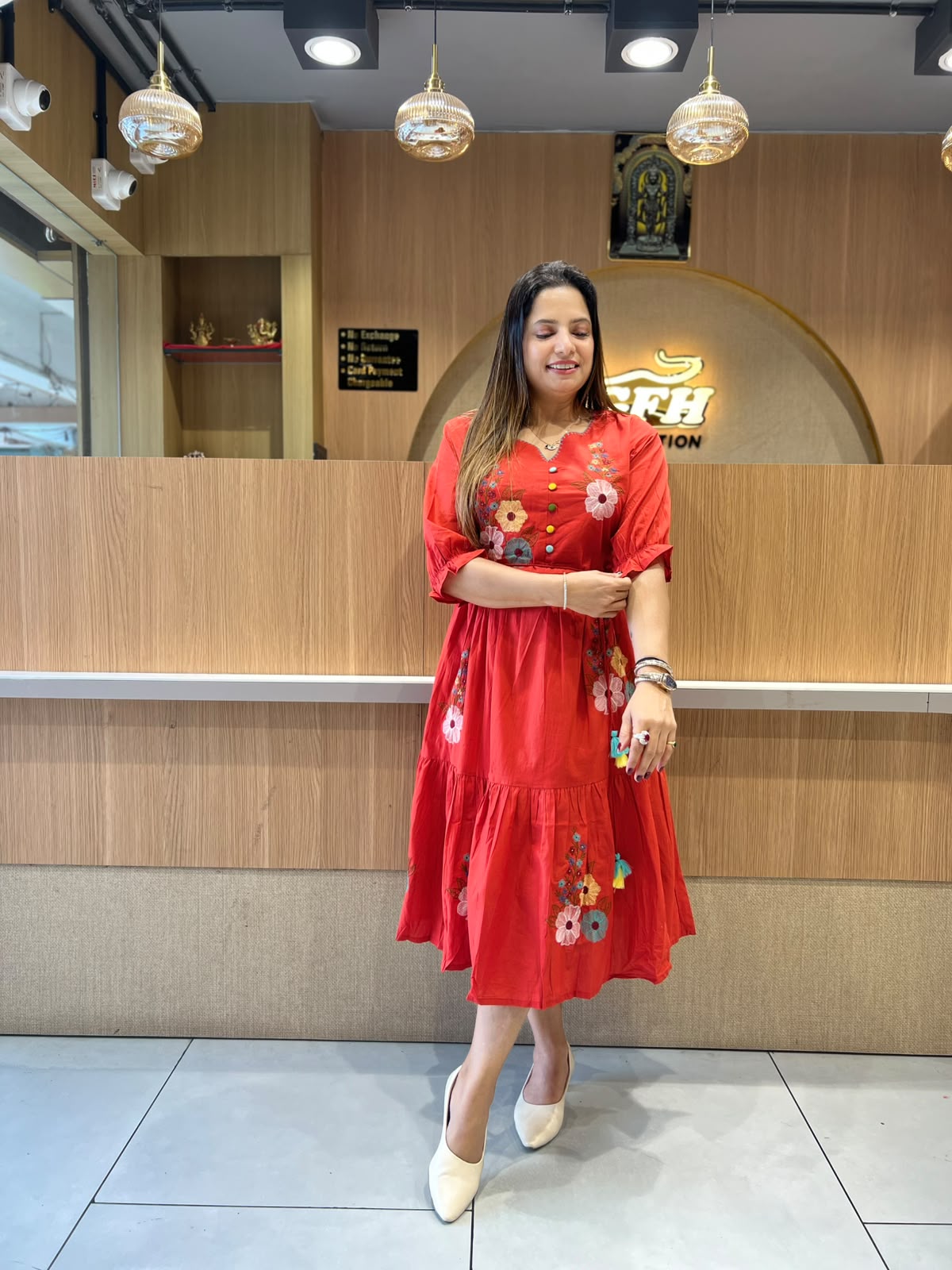 Pure Cotton Red Midi