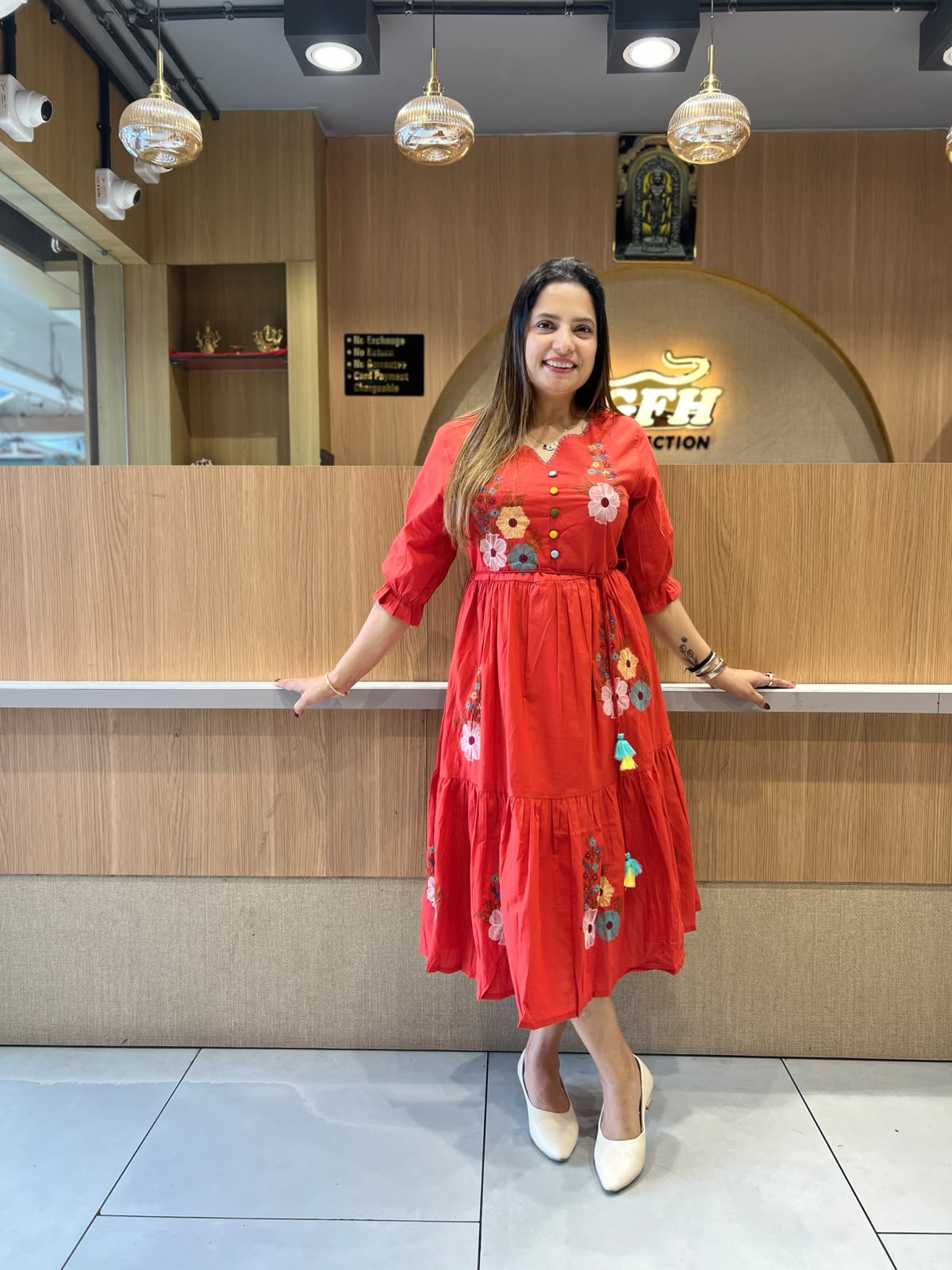 Pure Cotton Red Midi