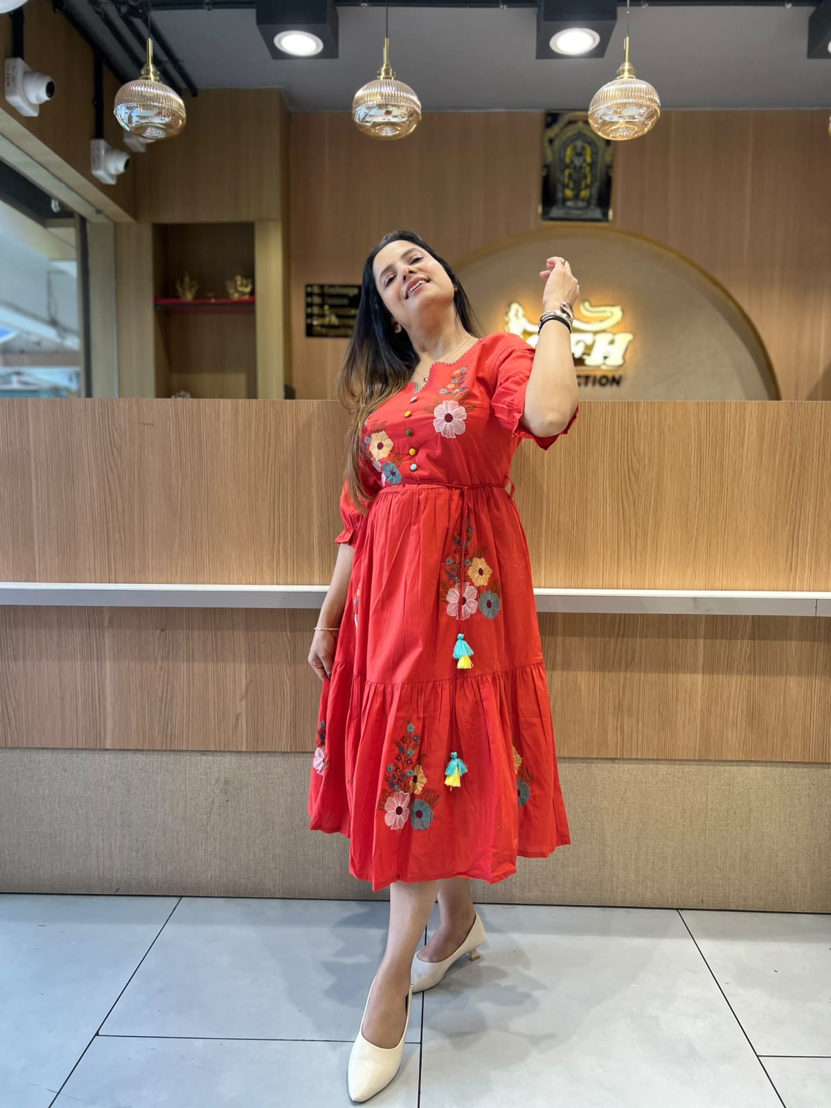 Pure Cotton Red Midi