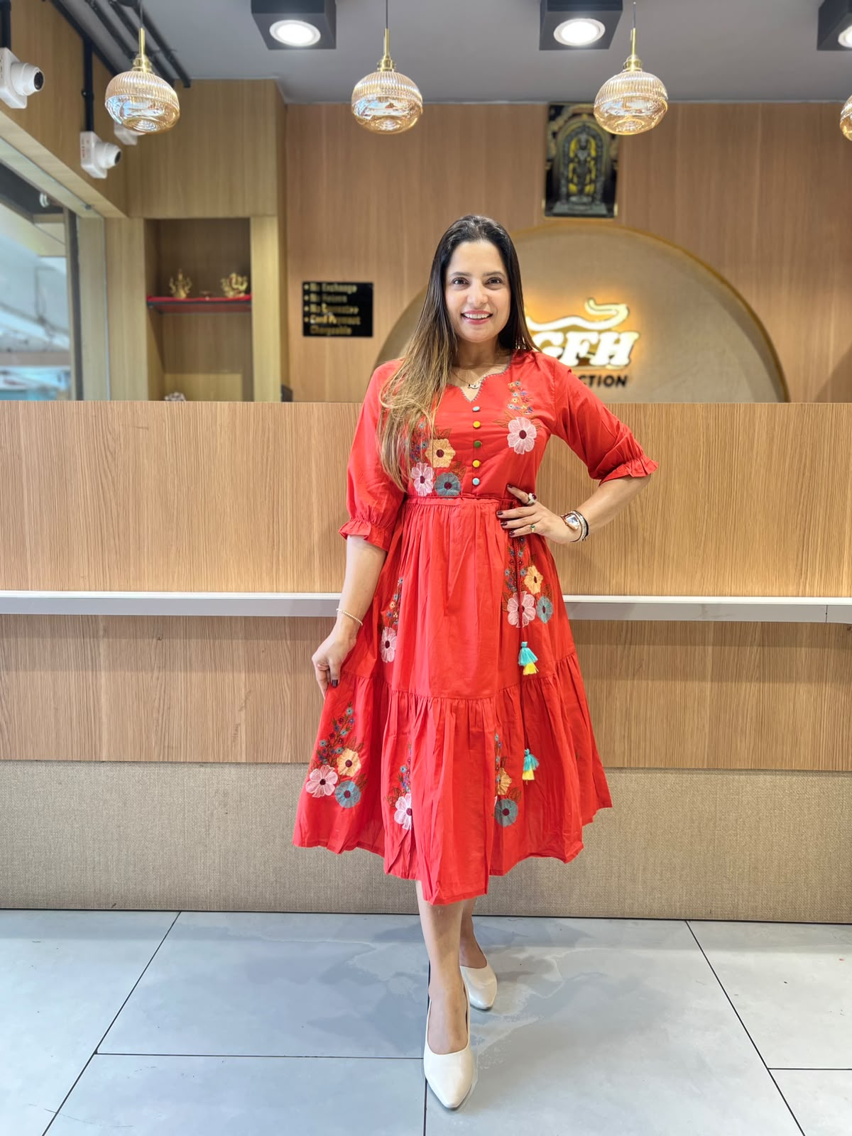Pure Cotton Red Midi