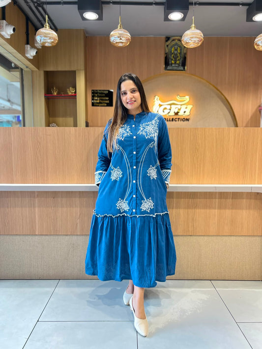 Pure Cotton Blue Midi