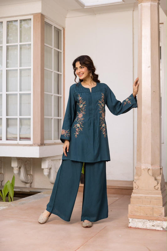 Pure German Rayon Peacock Green 2pc Set