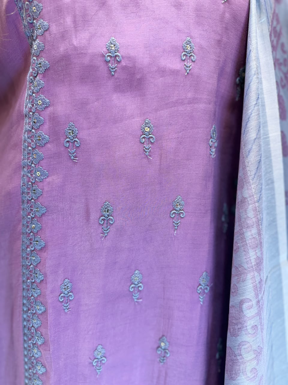 Pure Surat Mull Chanderi Purple 3pc Set