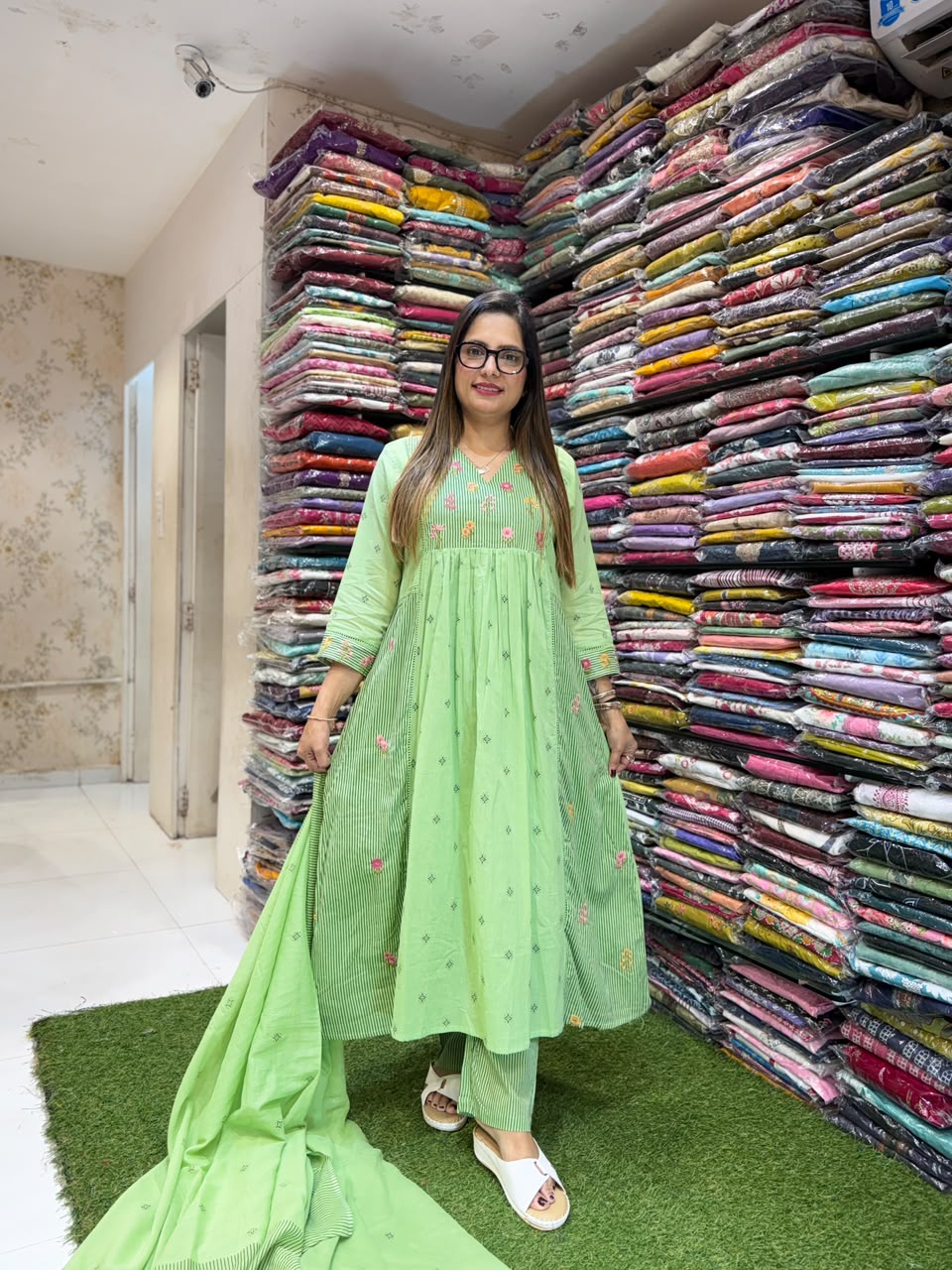 Pure Mull Cotton Elichi Green 3pc Set
