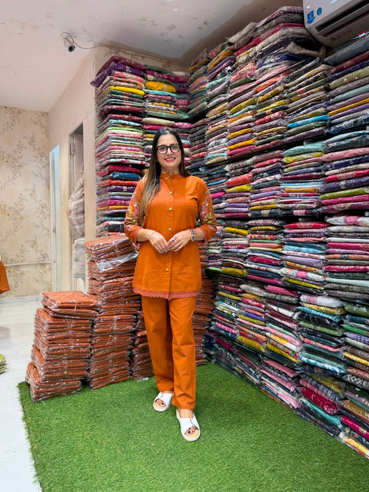 Pure Flex Cotton Rust Orange 2pc Set