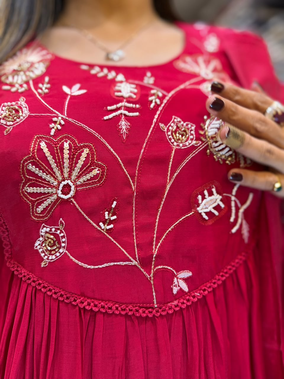 Pure Surat Mull Chanderi Red 3pc Set