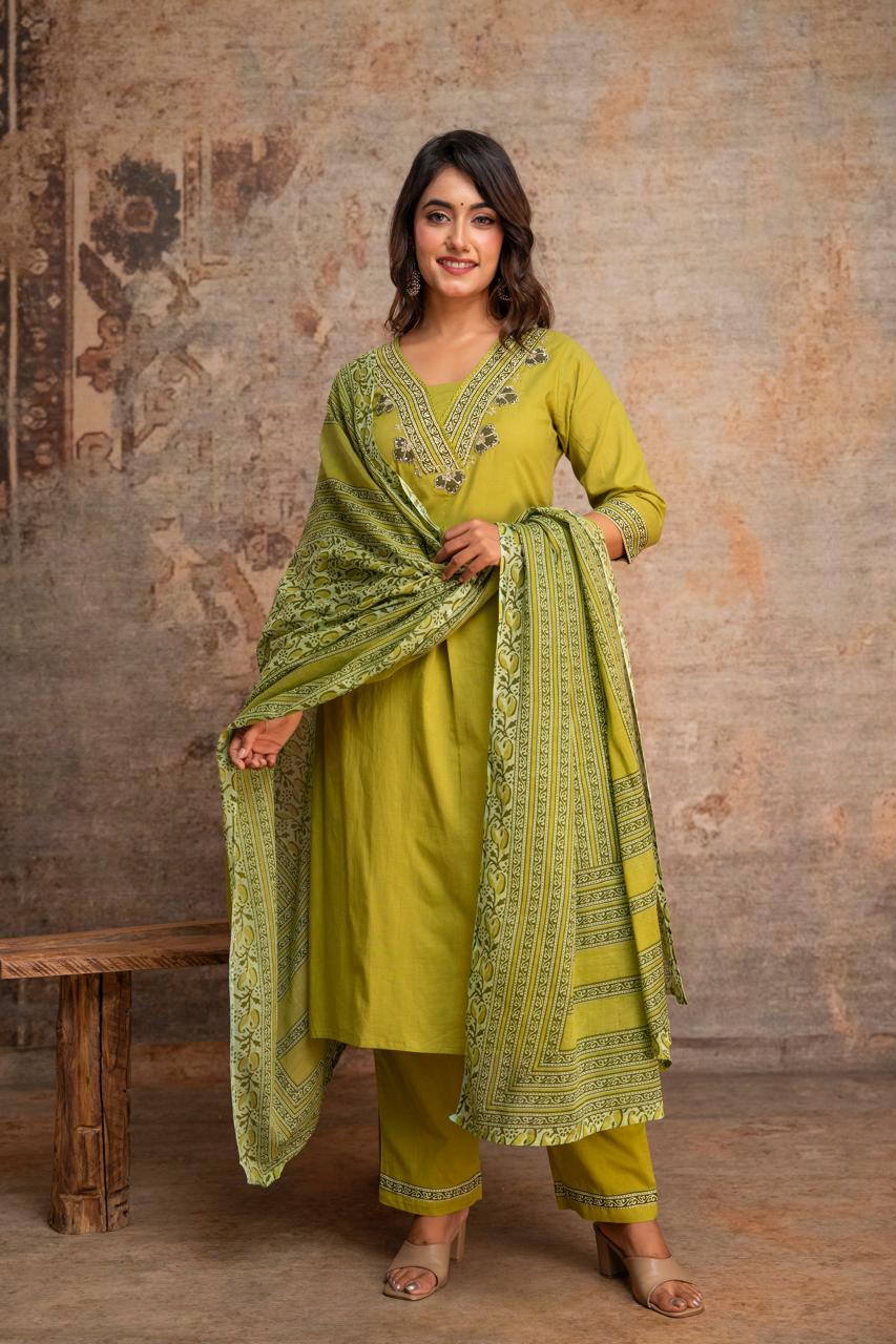 Pure Cotton Green 3pc Set