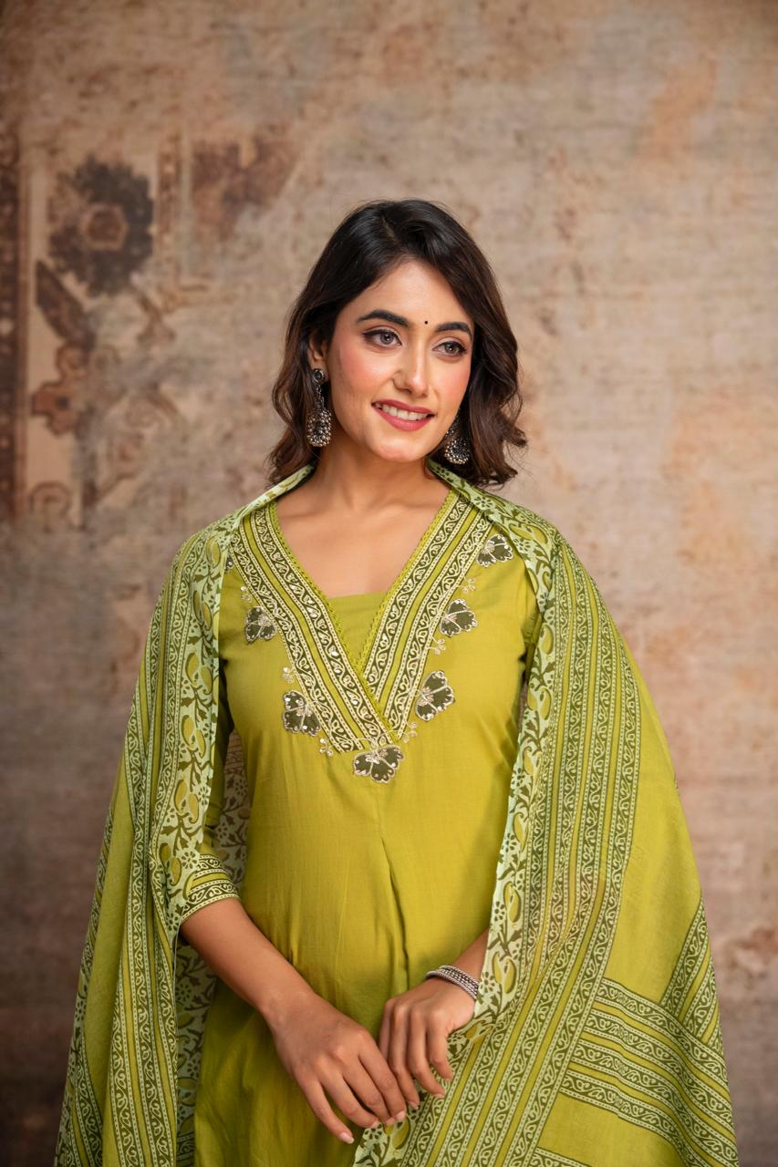 Pure Cotton Green 3pc Set
