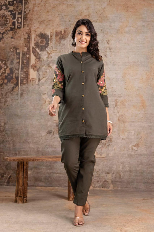 Pure Flex Cotton Mahendi Green 2pc Set