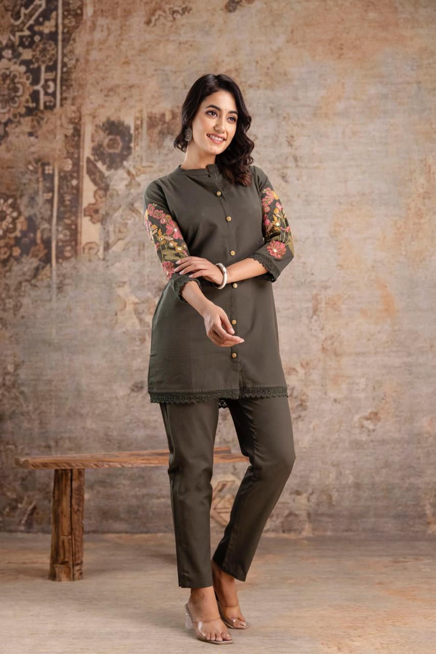 Pure Flex Cotton Mahendi Green 2pc Set