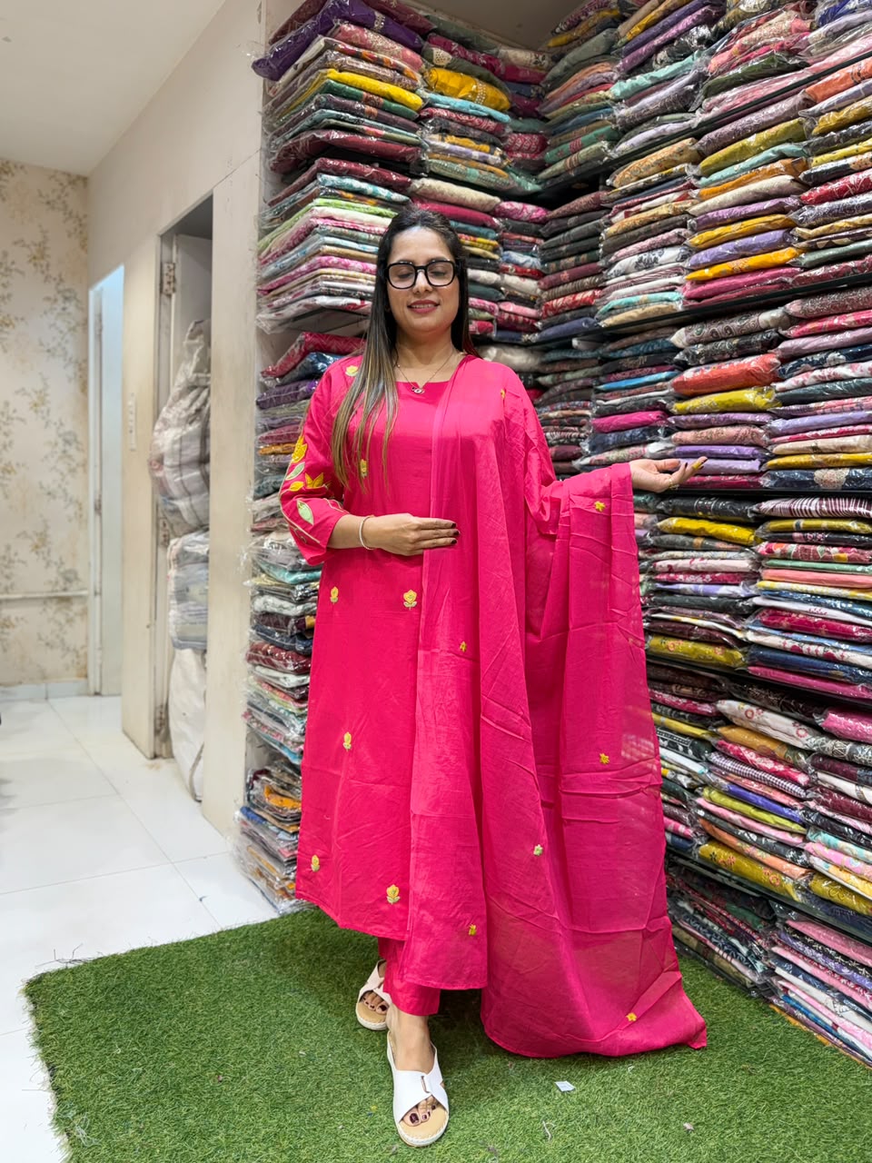 Pure Cotton Rani Pink 3pc Set