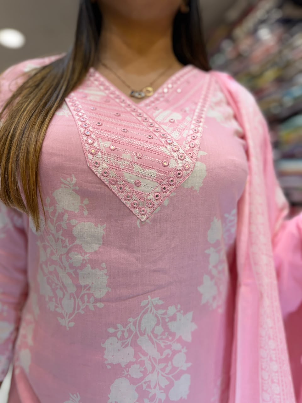 Pure Suti Cotton Baby Pink 3pc Set