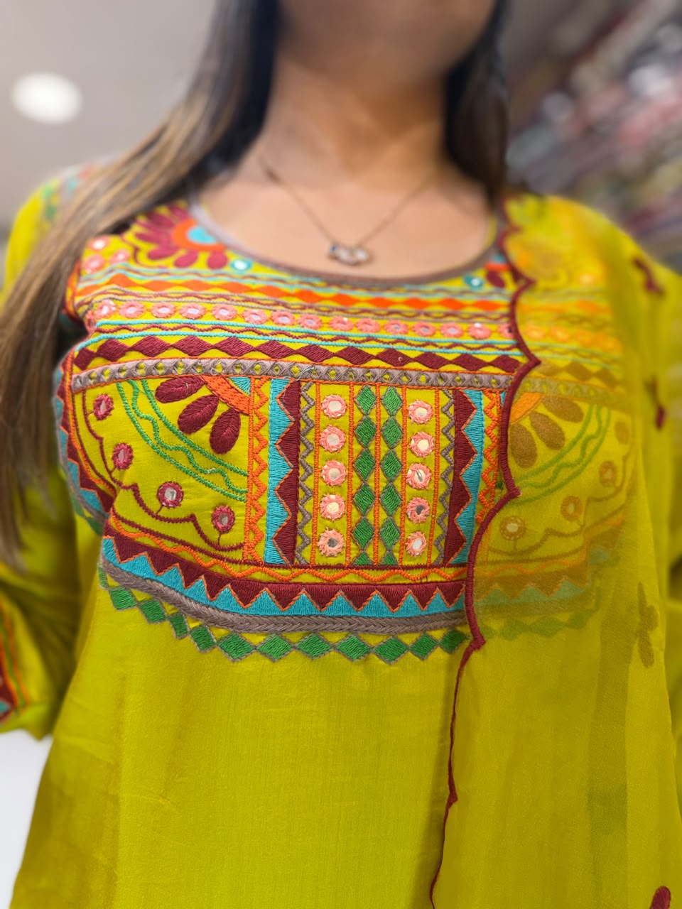 Pure Cotton Silk Lime Green Farsi Salwar 3pc Set