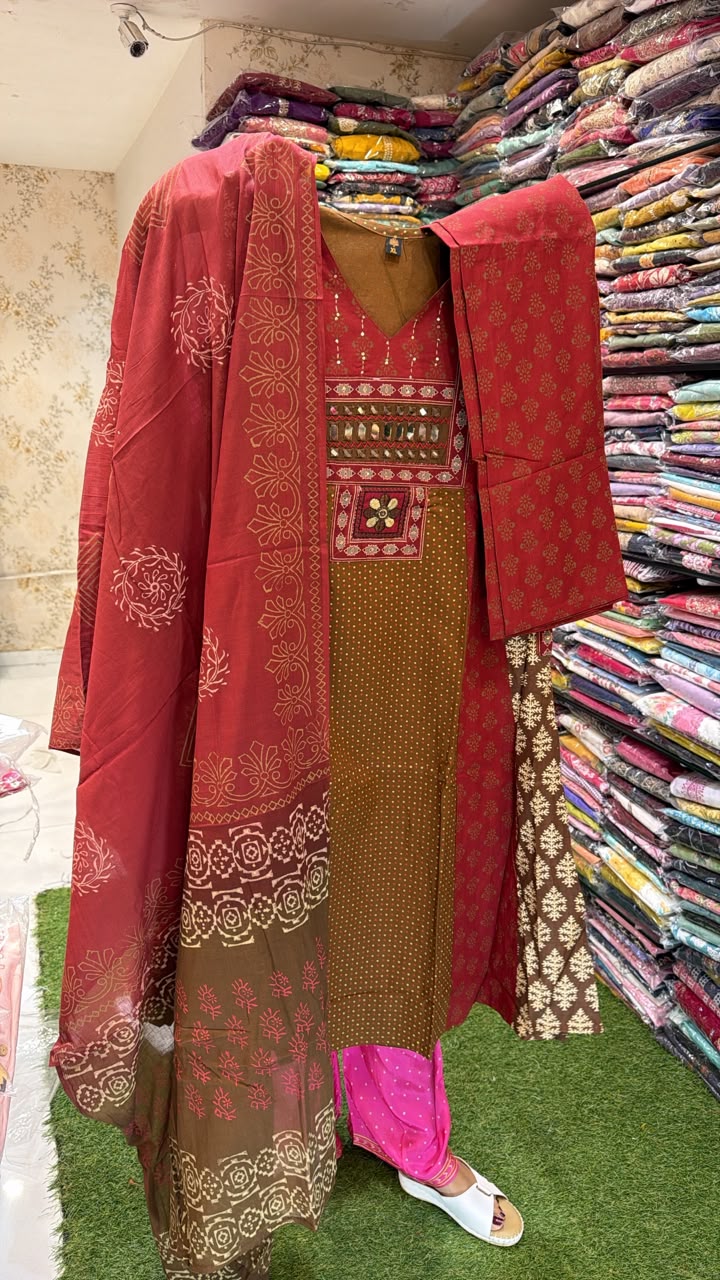Pure Slub Cotton Brown 3pc Set