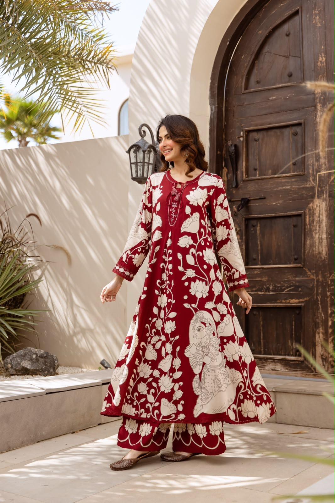 Pure German Rayon Maroon 2pc Set