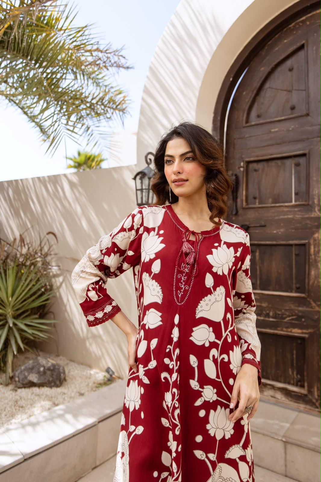 Pure German Rayon Maroon 2pc Set