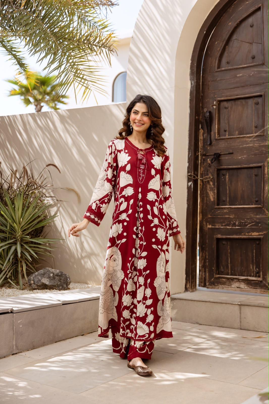 Pure German Rayon Maroon 2pc Set