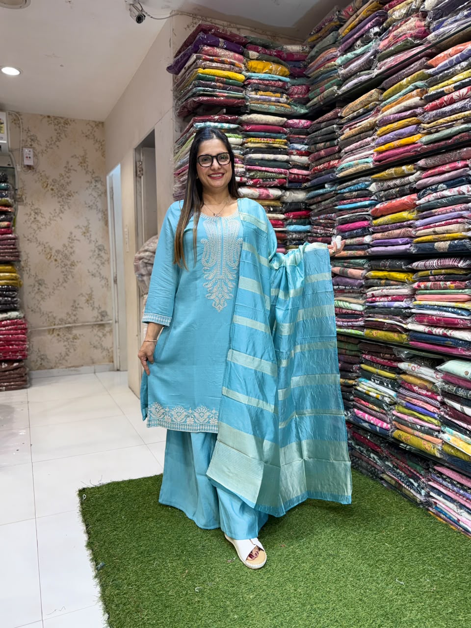 Pure Russian Silk Sky Blue 3pc Set