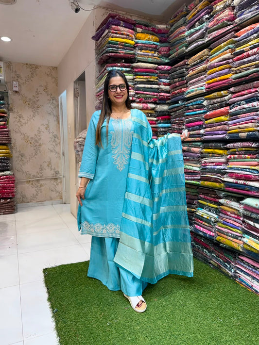 Pure Russian Silk Sky Blue 3pc Set