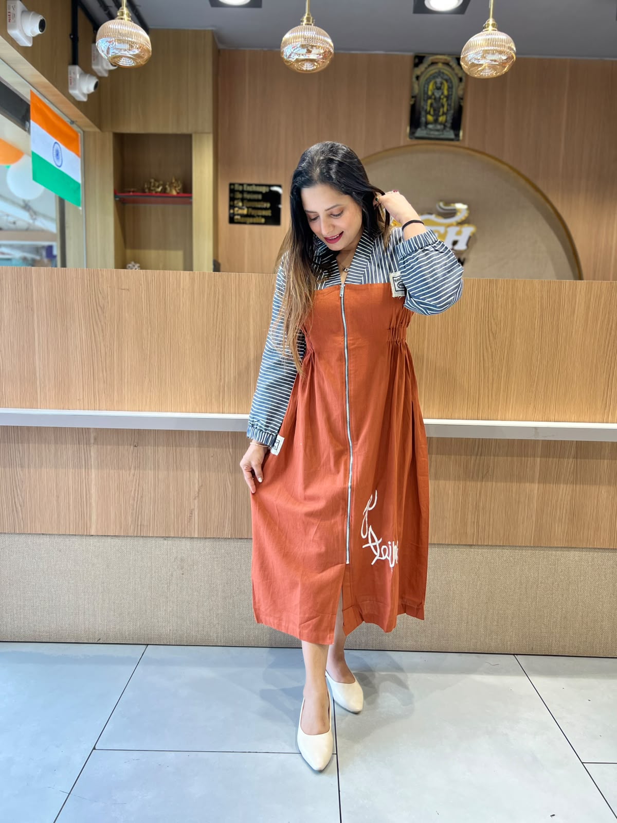 Pure Flex Cotton Rust Orange Midi