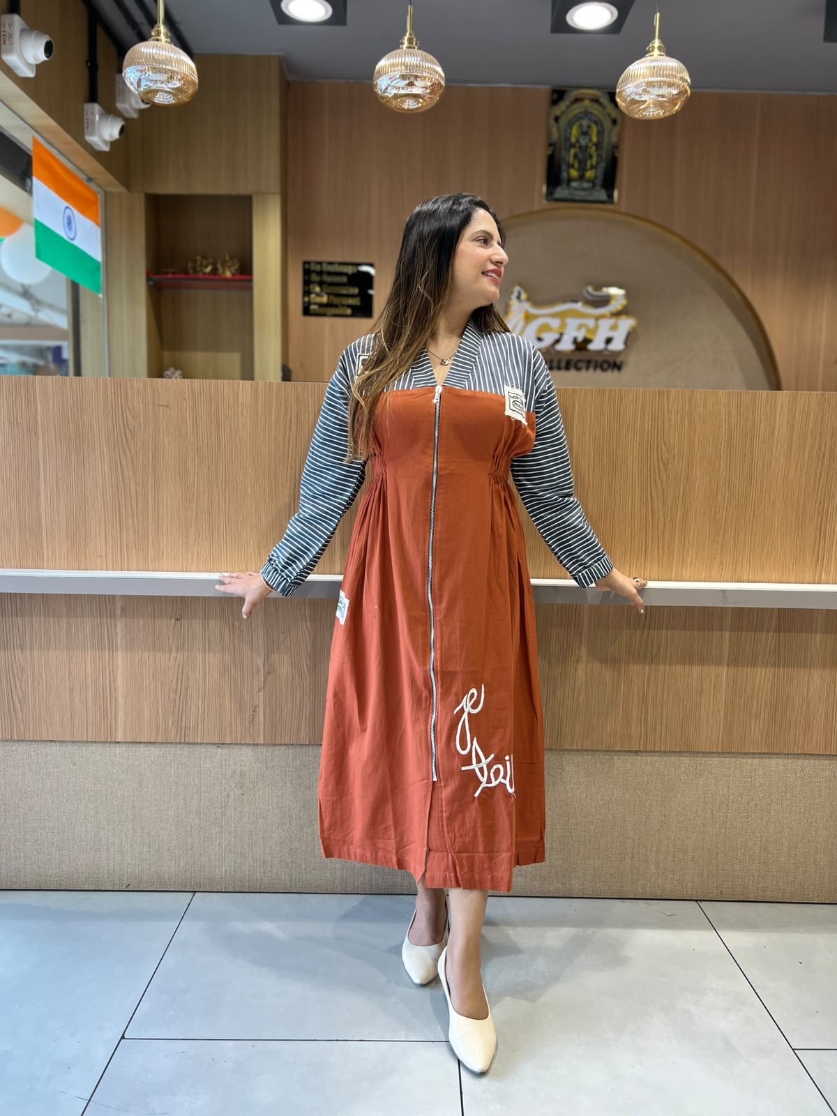 Pure Flex Cotton Rust Orange Midi