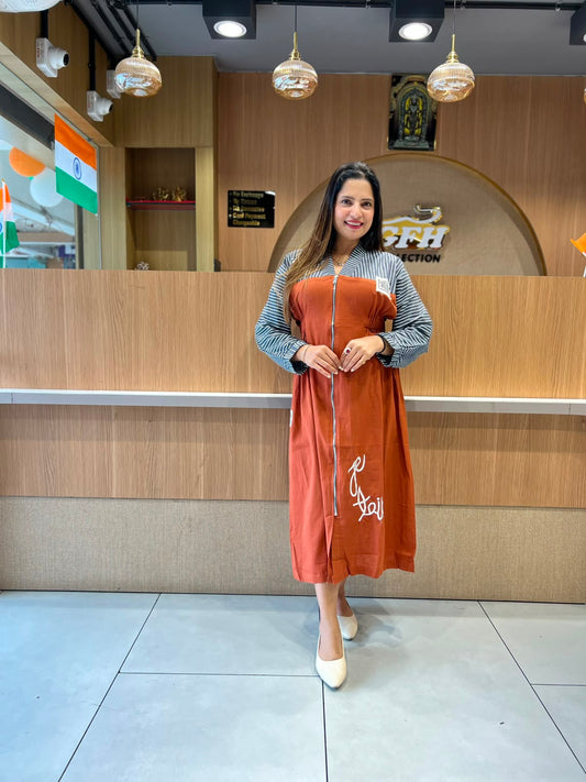 Pure Flex Cotton Rust Orange Midi
