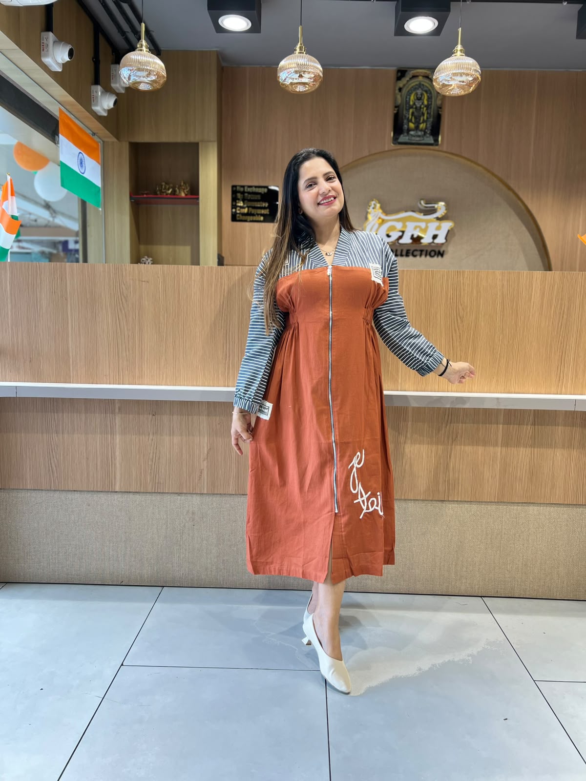 Pure Flex Cotton Rust Orange Midi