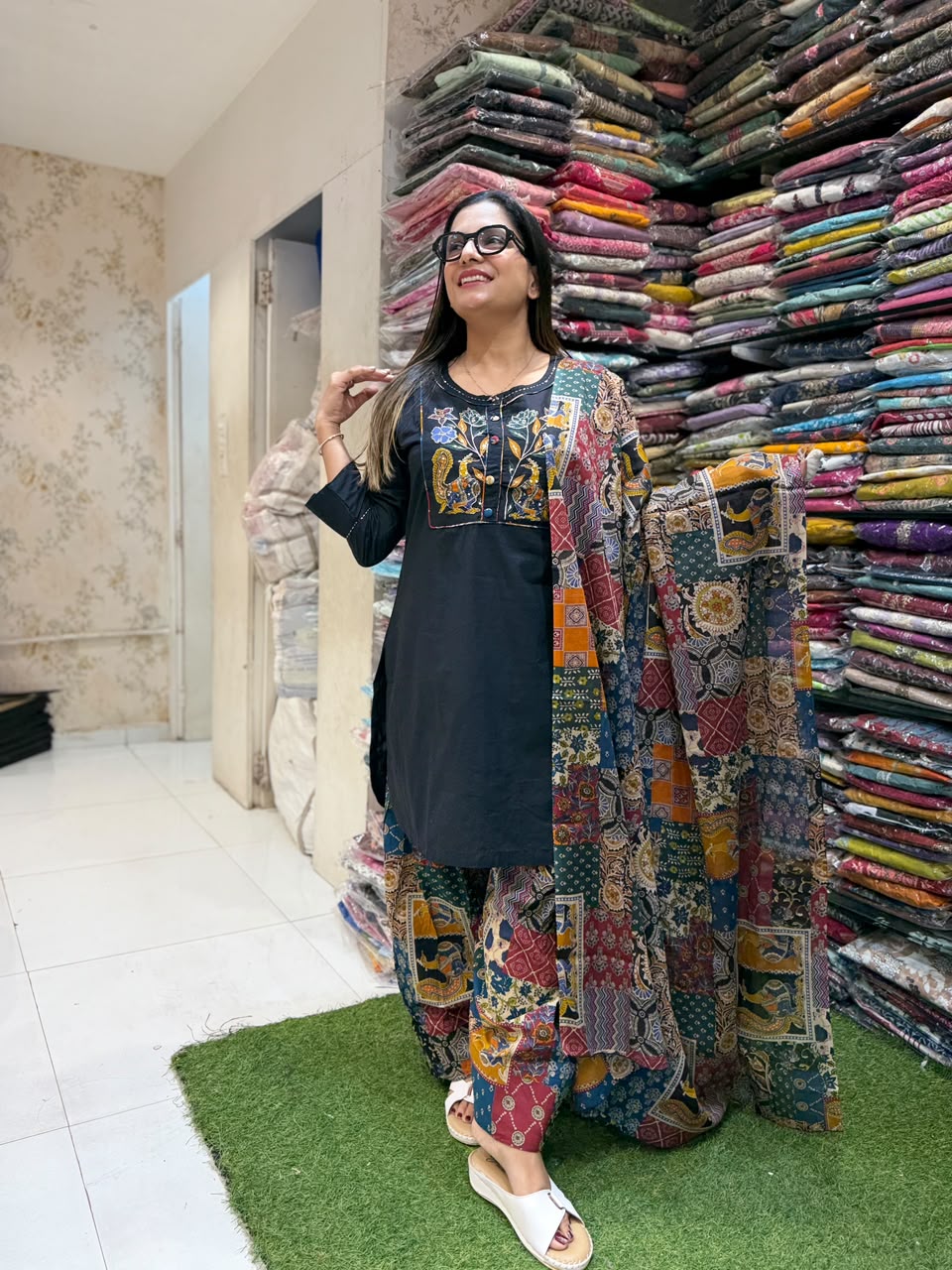 Pure Cotton Black Farsi Salwar 3pc Set