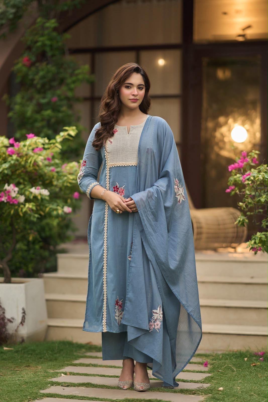 Pure Crush Cotton Blue 3pc Set