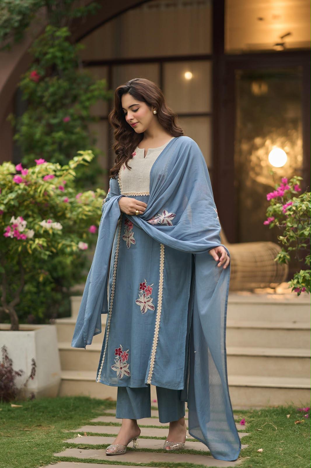 Pure Crush Cotton Blue 3pc Set