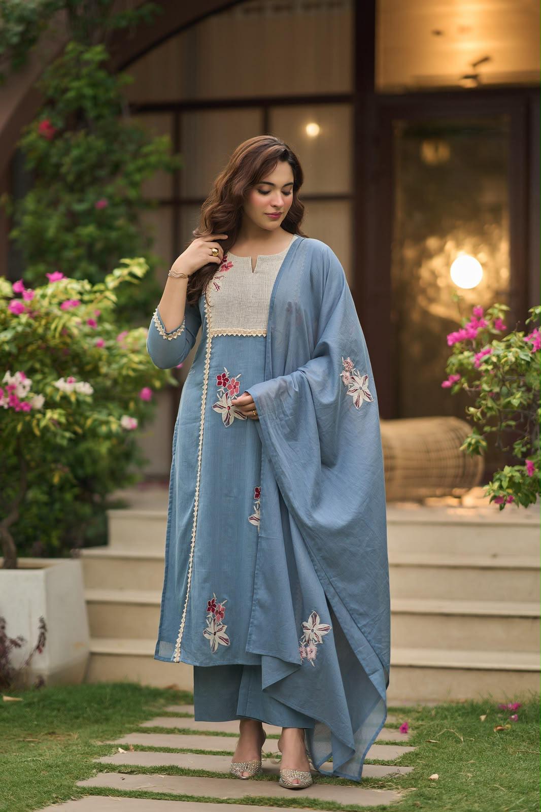 Pure Crush Cotton Blue 3pc Set