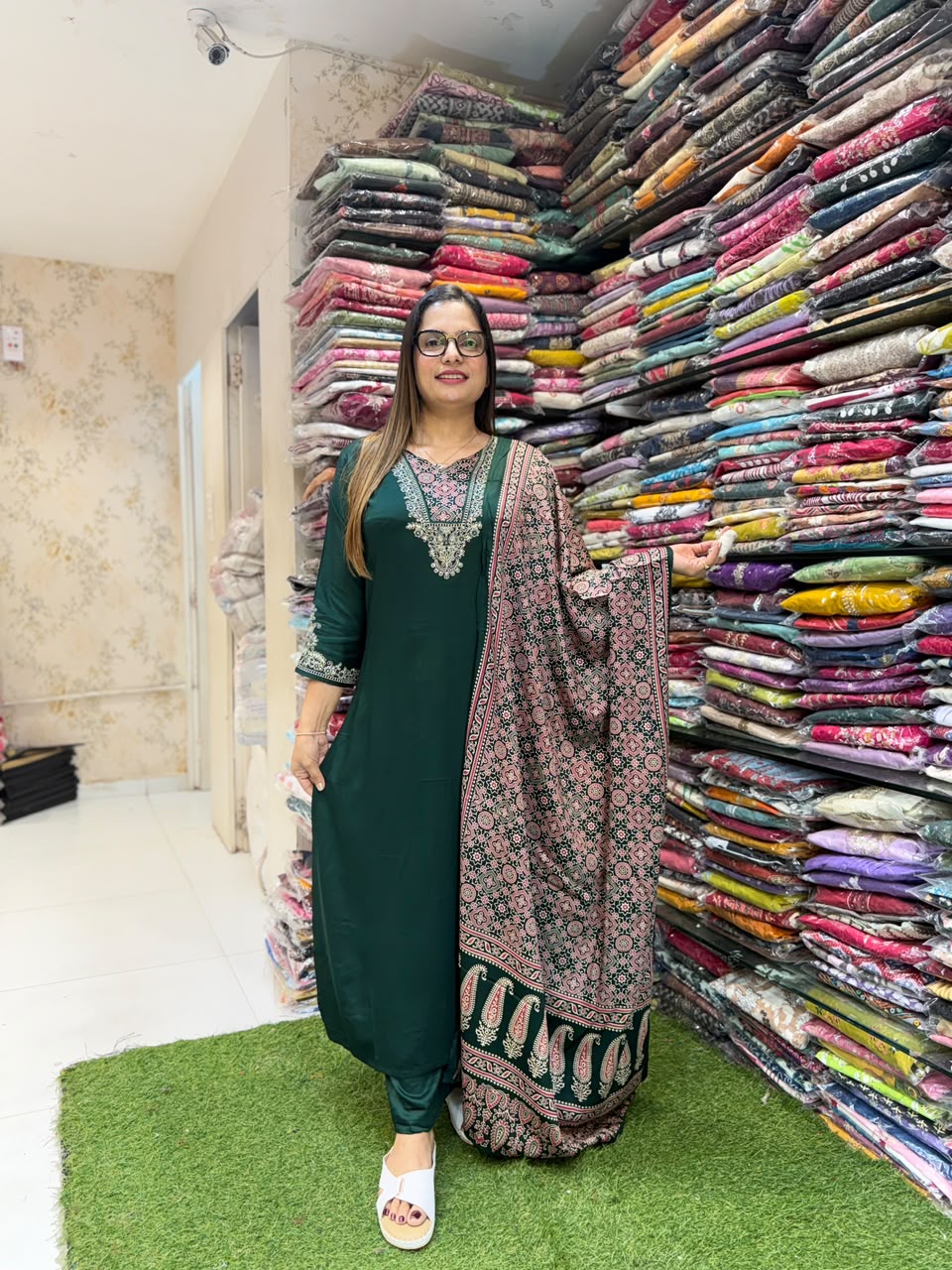 Pure Gaji Silk Green 3pc Set