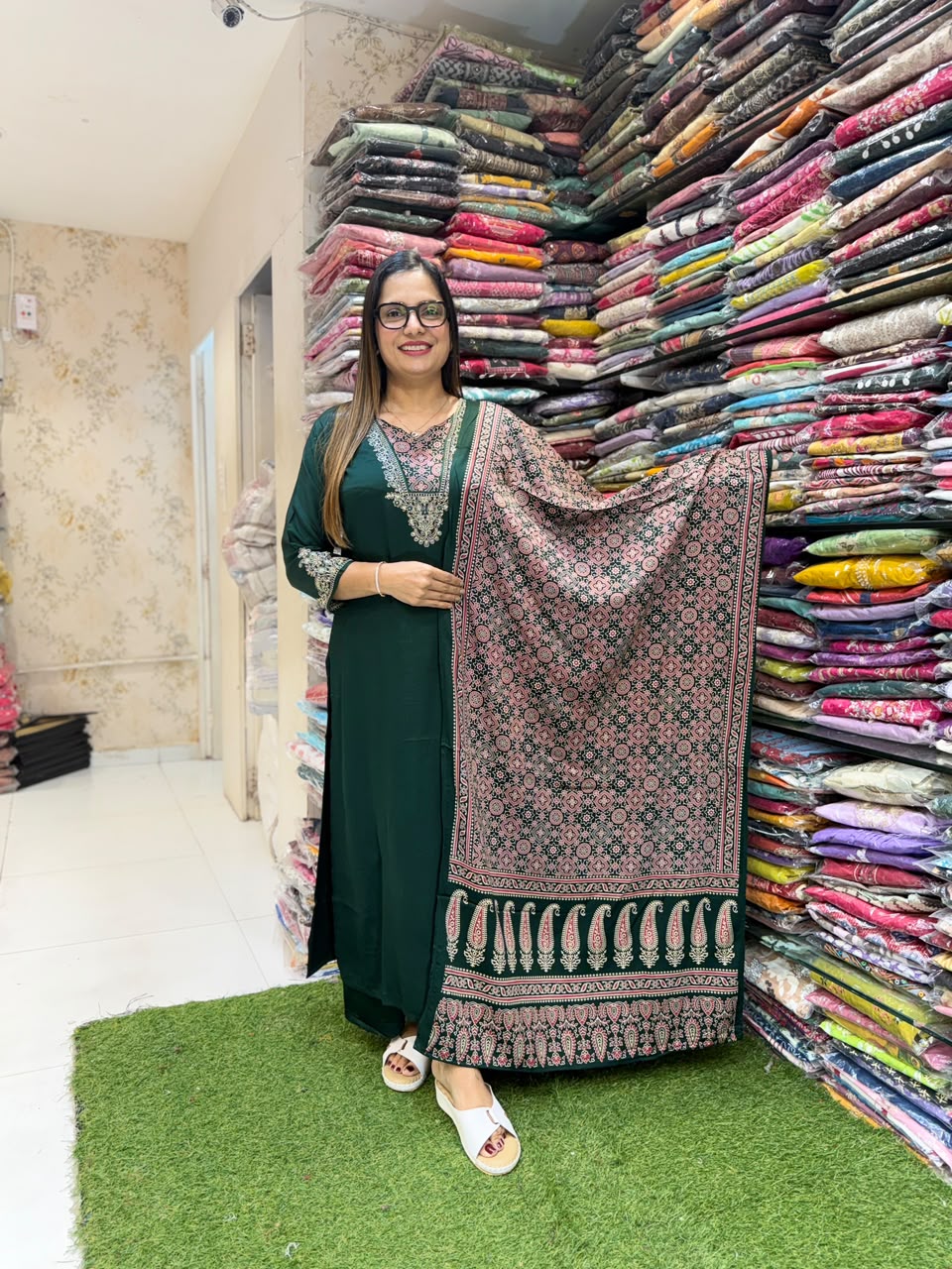 Pure Gaji Silk Green 3pc Set