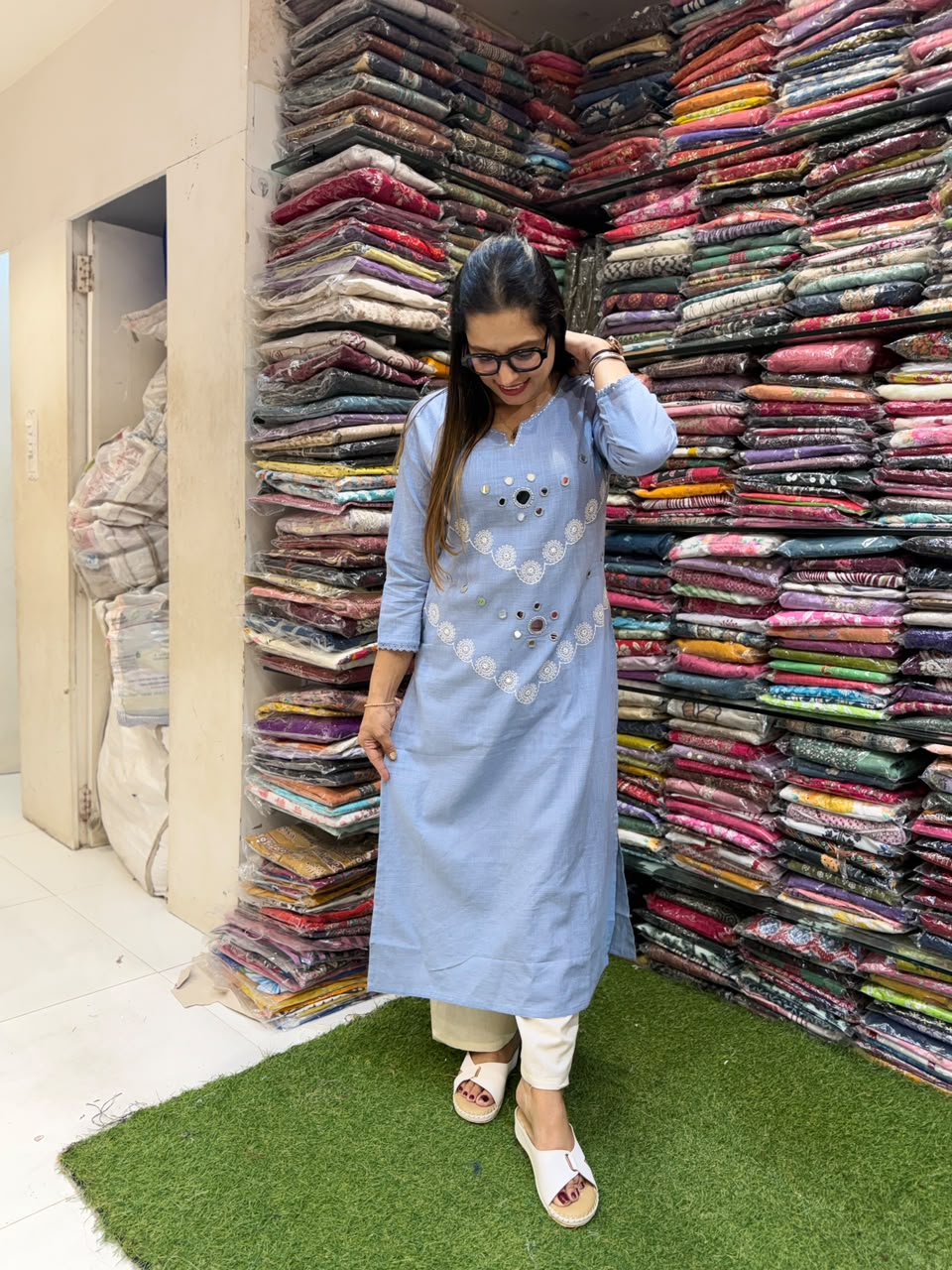 Pure Slub Cotton Sky Blue 2pc Set