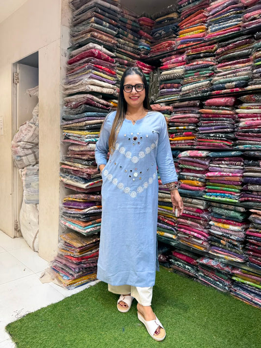 Pure Slub Cotton Sky Blue 2pc Set