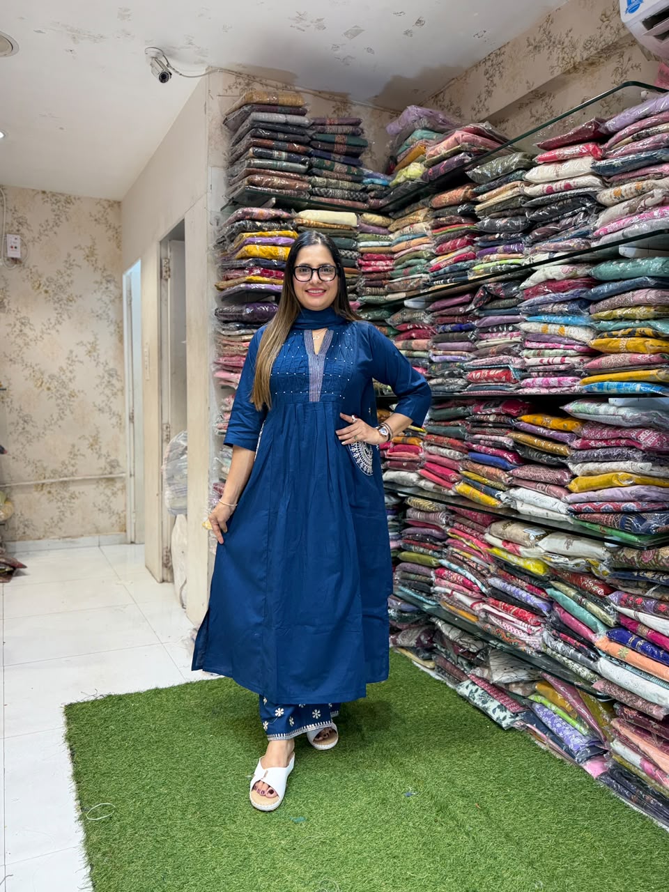 Pure Daabu Cotton Blue 3pc Set