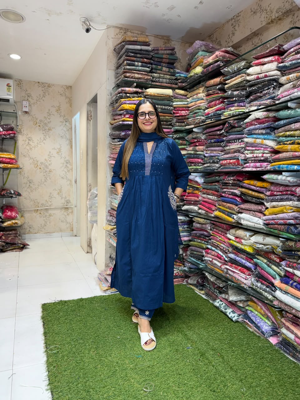 Pure Daabu Cotton Blue 3pc Set
