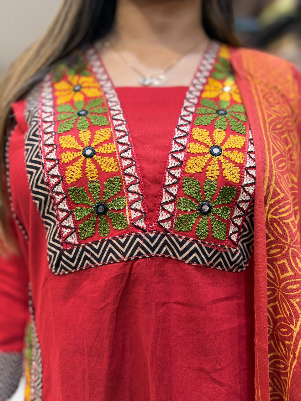 Pure Daabu Cotton Red 3pc Set