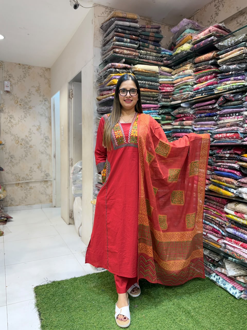 Pure Daabu Cotton Red 3pc Set