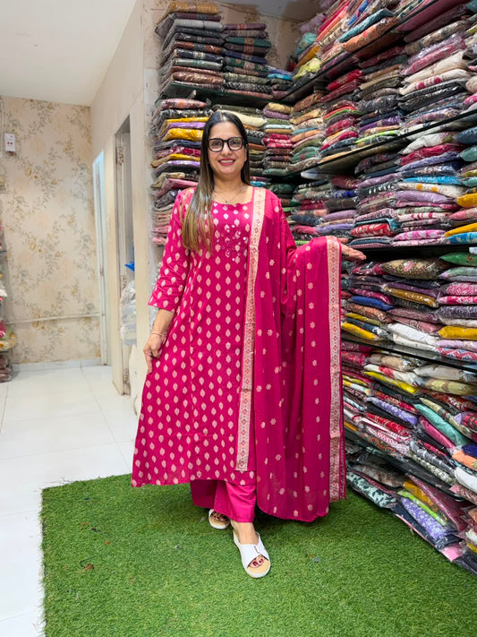 Pure Cotton Mazenta 3pc Set