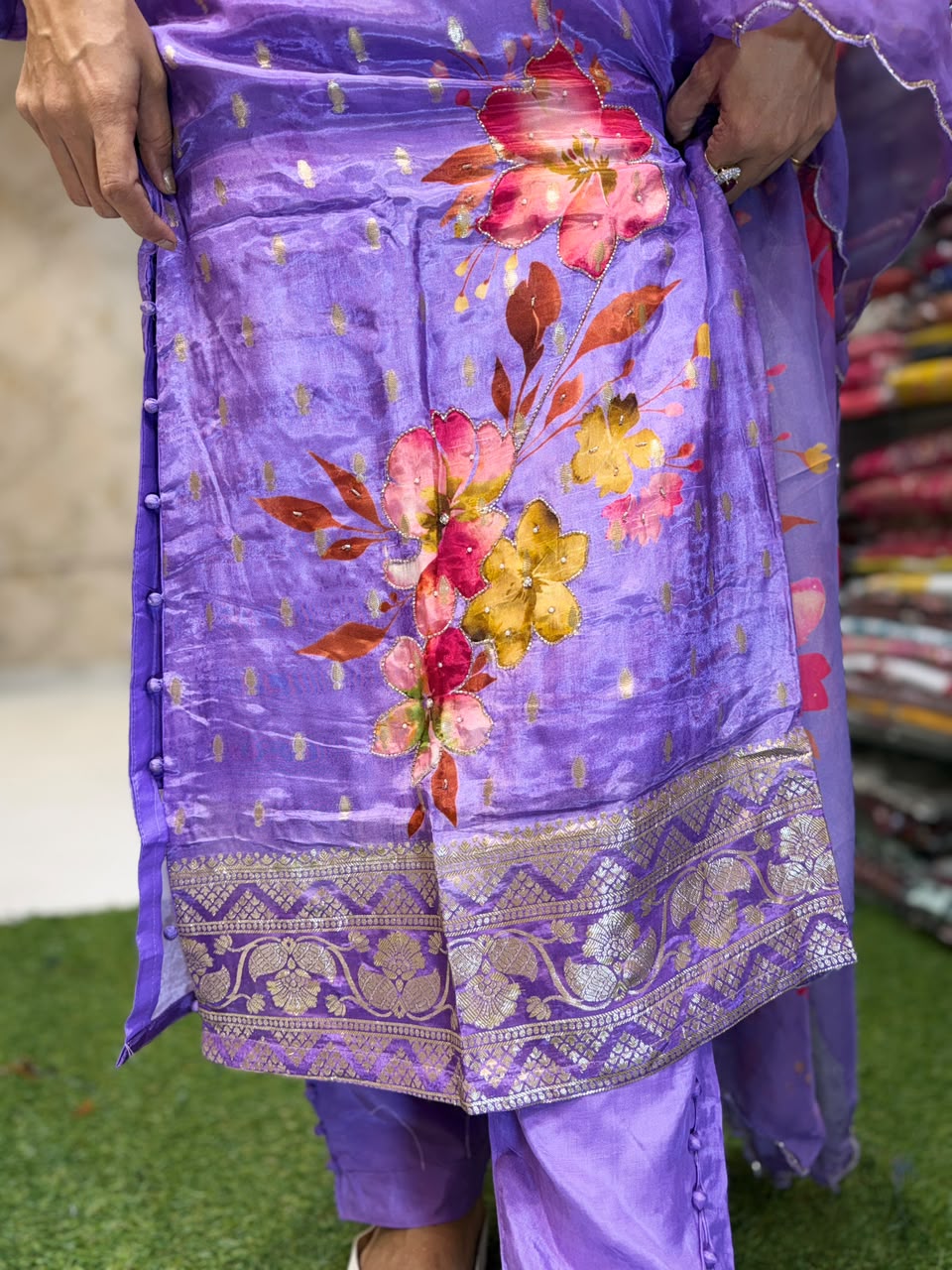Ganapati Special Pure HO Silk Purple 3pc Set