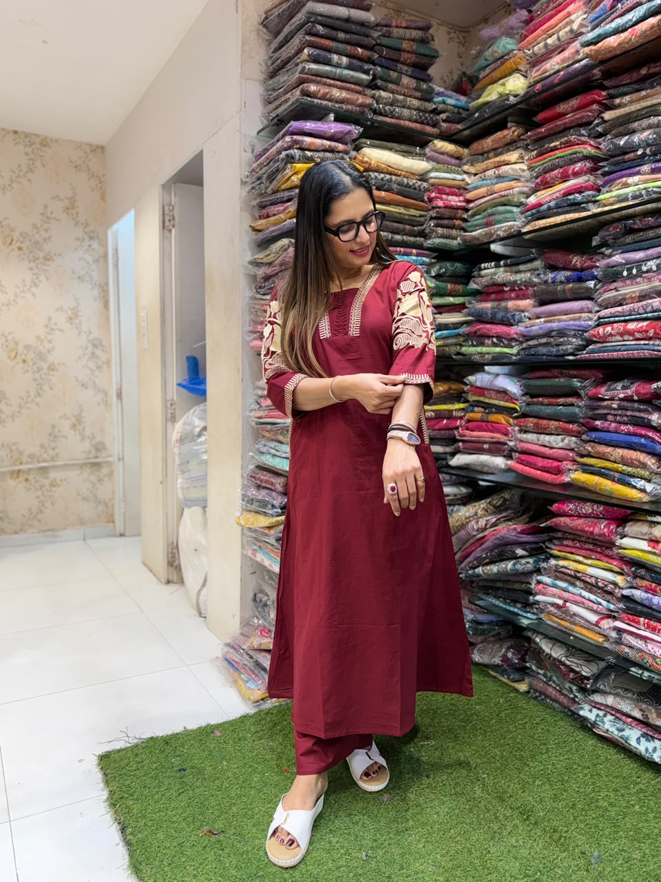 Pure Cotton Maroon 2pc Set