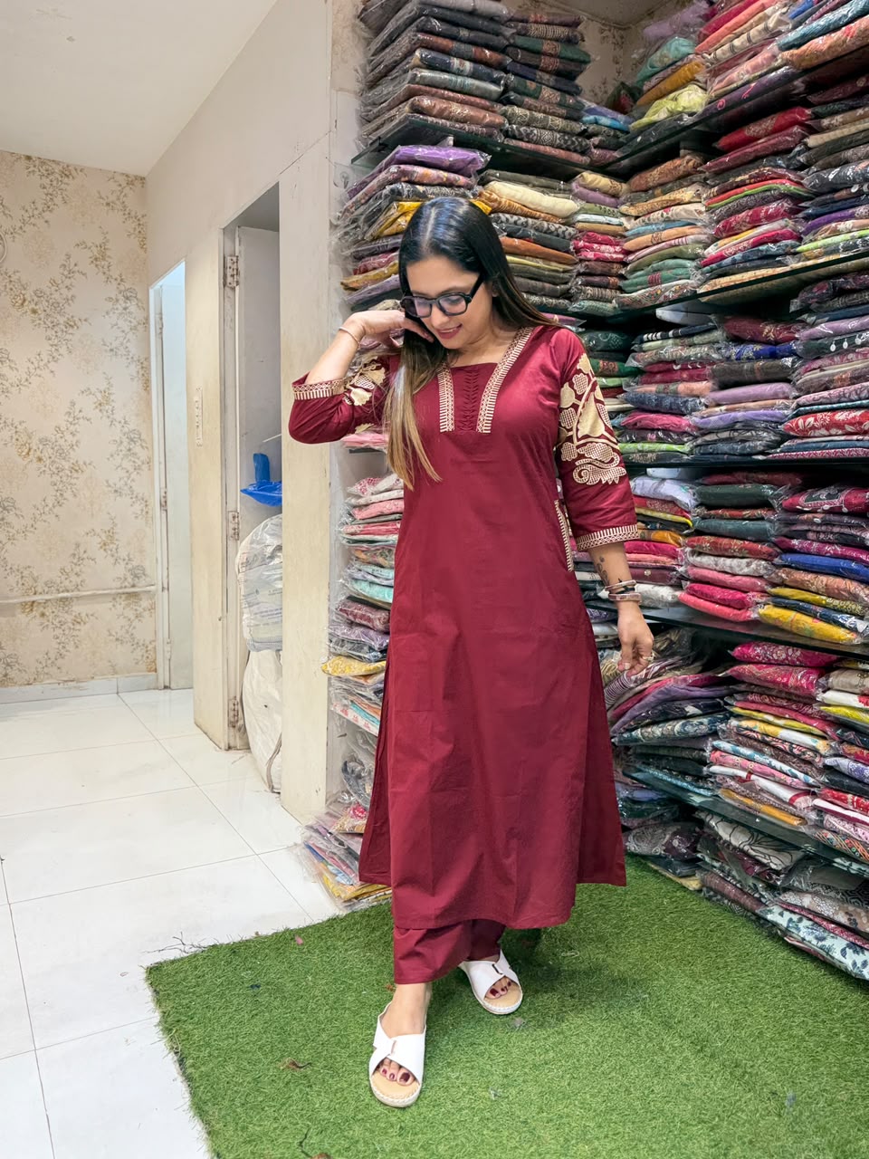 Pure Cotton Maroon 2pc Set
