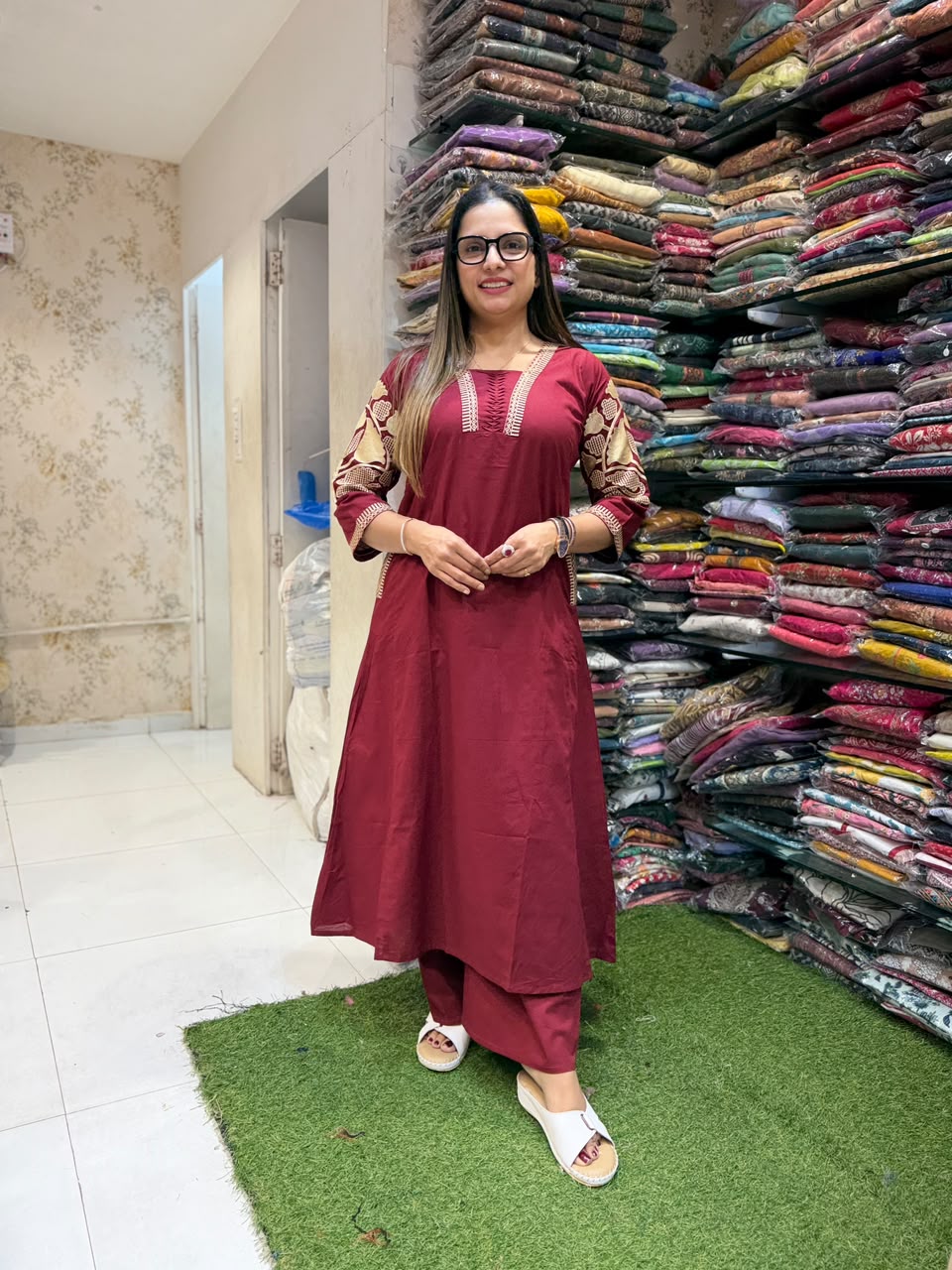 Pure Cotton Maroon 2pc Set