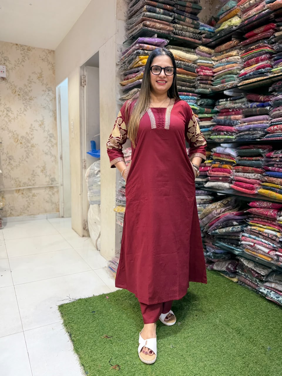 Pure Cotton Maroon 2pc Set
