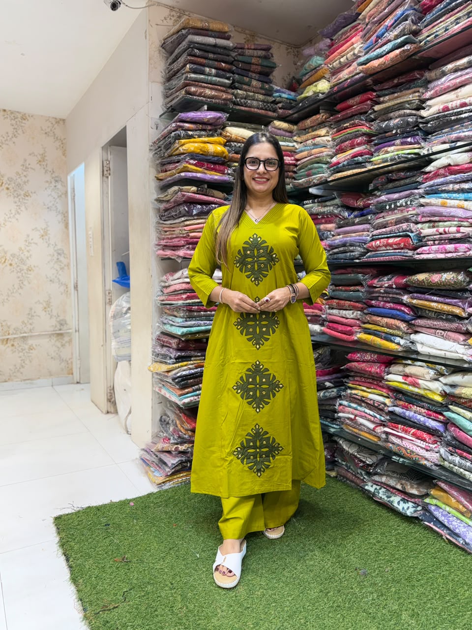Pure Daabu Cotton Chatni Green 2pc Set