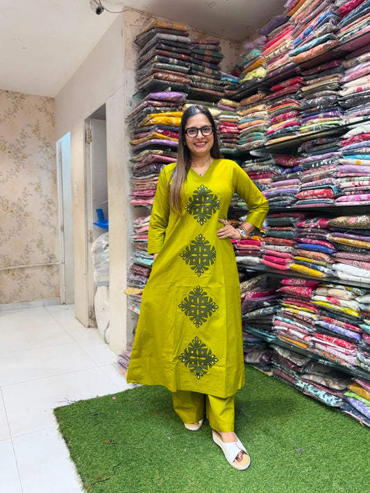 Pure Daabu Cotton Chatni Green 2pc Set